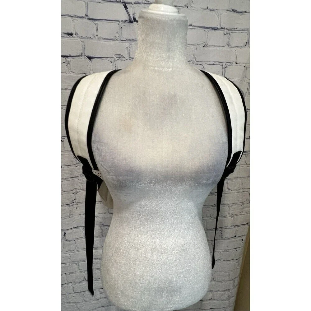 Merona white with black trim Faux leather backpack Lots of Pockets adjustable